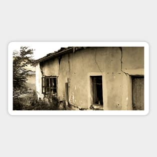 Abandoned old country house with, sepia photography Sticker